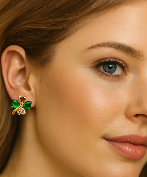 Green Emerald Stud Earrings