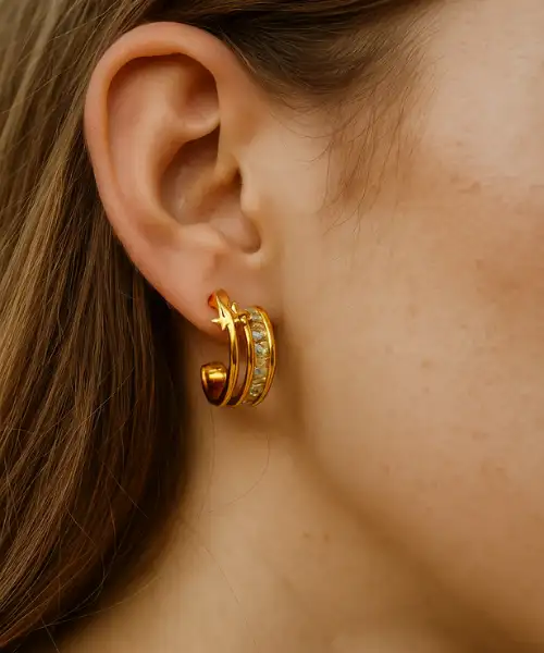 Radiant Half Hoop Earrings with Sparkling Stones