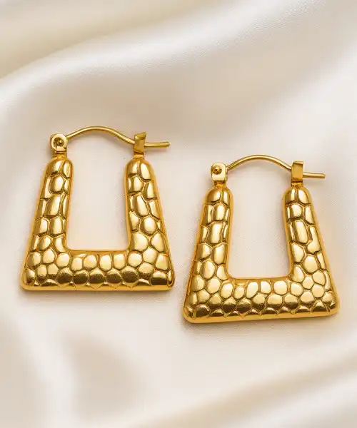 18K Gold Plated Rectangle Hoops