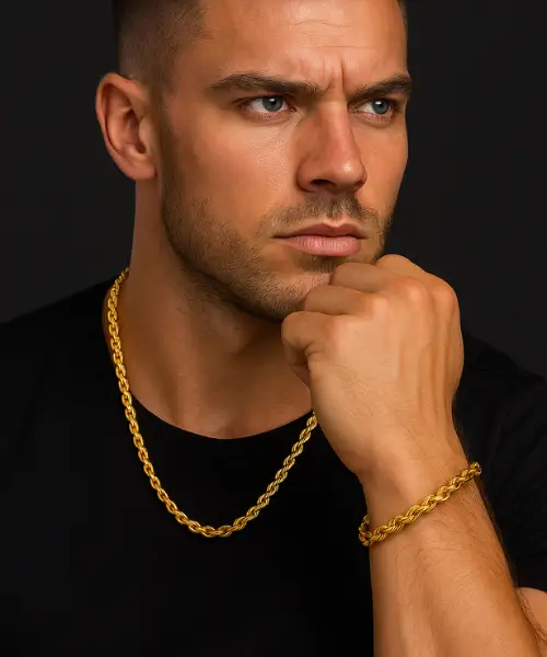 Gold Chain For Men Gold bracelet for men Combo Set