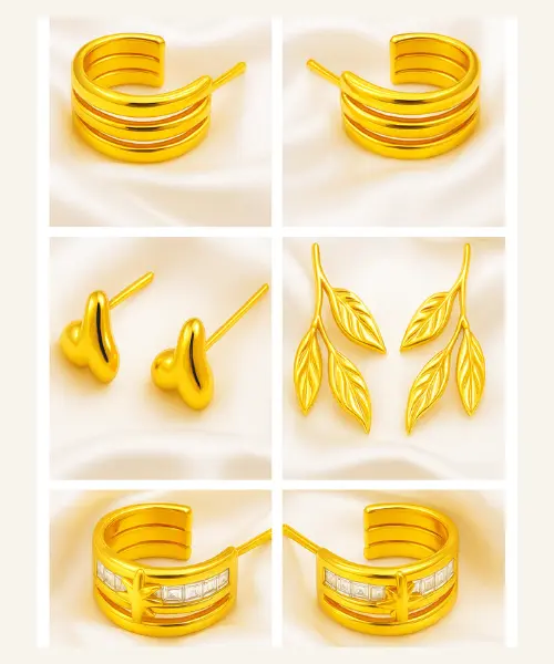 Gold Toned Earring Combo-Set of 4 Elegant Designs (34% OFF)