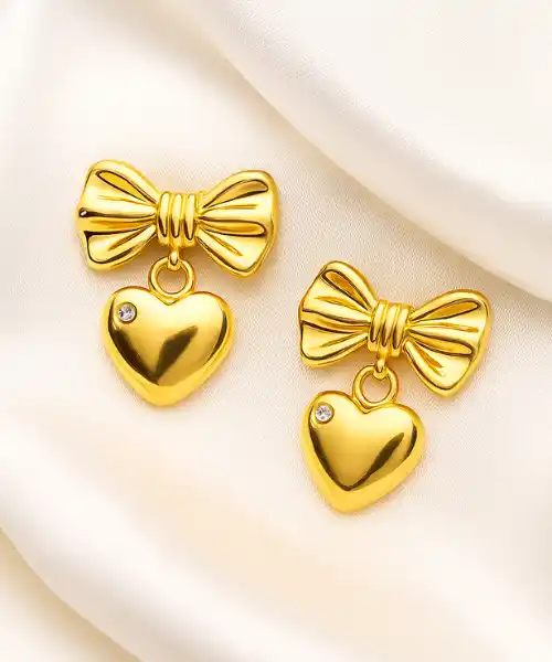 Dainty Bow Heart Earrings for Women