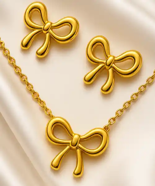 Combo Of Trending Anti Tarnish Bow Earrings & Bow Pendant Necklace for Women (20% OFF)